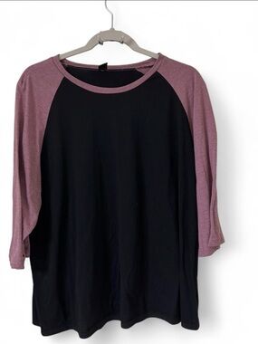 SHEIN Black and Mauve Raglan Long Sleeve Tee